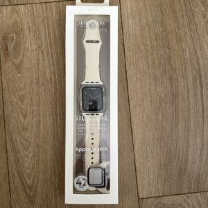 FLNT Silicone Watch band & Clear Bumper iPhone 42/41/40/38mm Apple Off White NEW